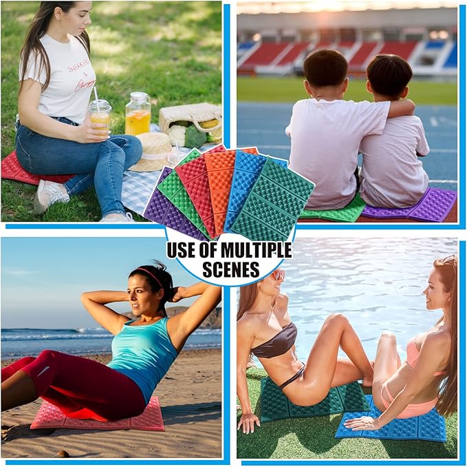 Jutom 12 Pcs Camping Foam Pad for Floor Foldable Hiking Sit Pad EVA Foam Waterproof Seat Cushion Chair Stadium Mat for Mountaineering Camping Hunting