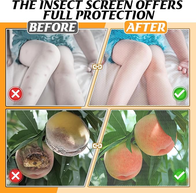 Mosquito Net for Patio - 10Ft x 40Ft for Each Garden Mesh Screen Barrier, Super Dense Patio Netting for Balcony Porch Protecting Your Skin Plants Vegetables DIY (White)