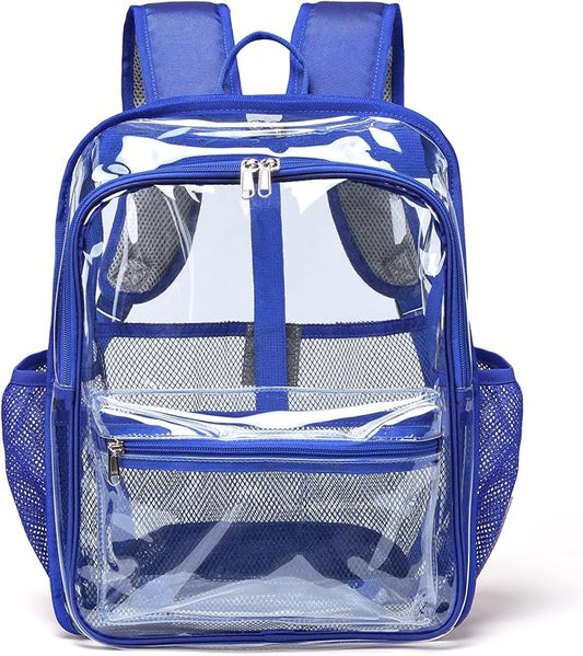 Clear Backpack,15 '' Clear Backpacks for School Heavy Duty PVC See Through Bag Waterproof Bookbag for Girls & Boys, Blue