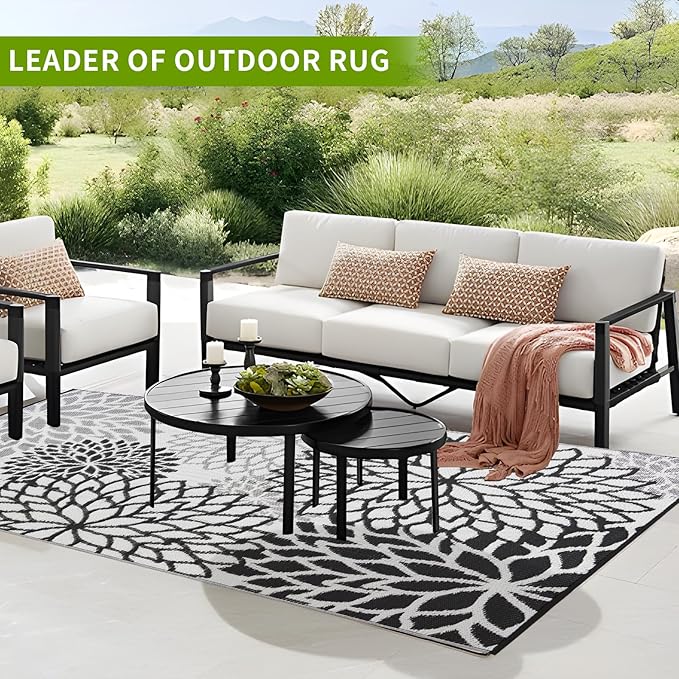 Outdoor Rug 9x12 ft Waterproof, Reversible Outdoor Plastic Straw Rug for Patios Clearance, Outdoor Area Rug Carpet RV Mat for Camping Backyard Deck Porch