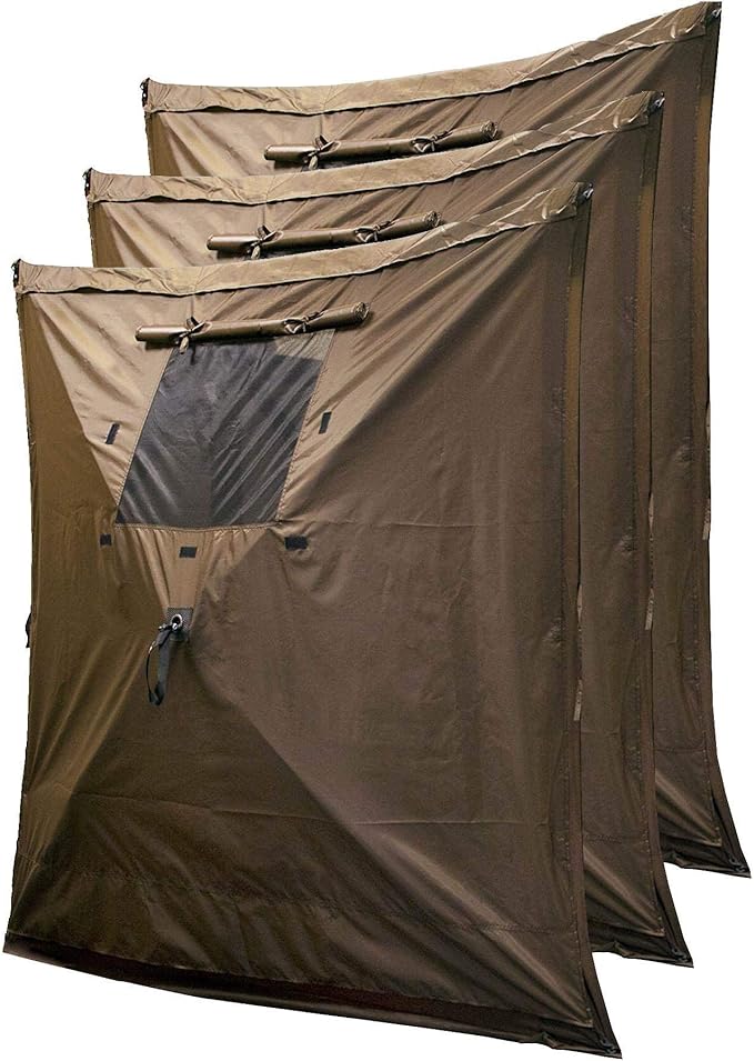 CLAM Pop Up Screen Tent & Shelter, Outdoor Camping Gazebo w/ 6 Wind Panels, 11.5', Brown