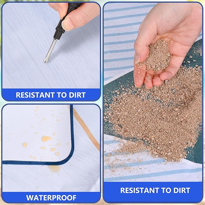 Picnic Blanket, Foldable Waterproof Sand Mat, Extra Large Picnic Blanket Outdoor Picnic Mat Beach Blanket for Park Grass Camping Hiking Travel Family Concerts