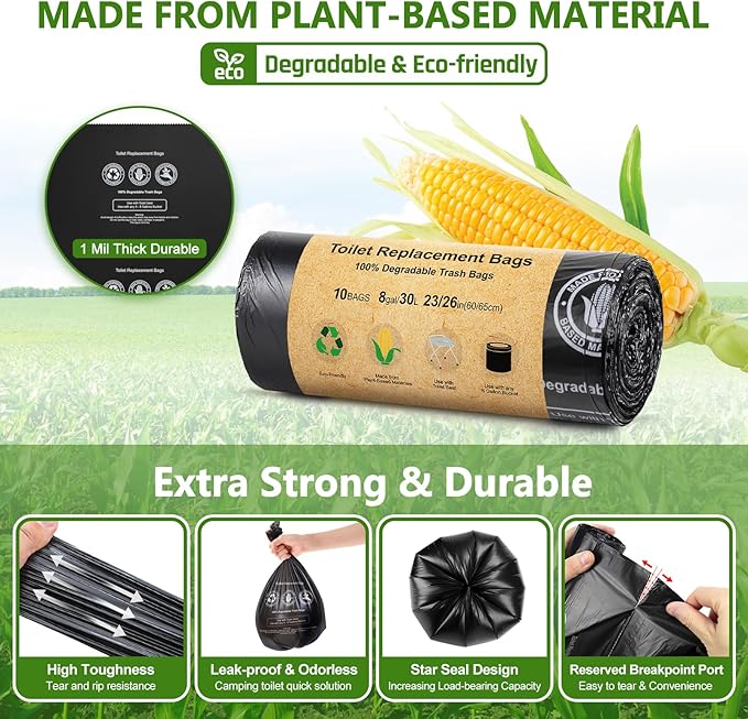 BLIKA Portable Toilet Kit for Camping, Camp Toilet with Pop-Up Privacy Tent, Toilet Bags and Eco Absorbent Gel, Foldable Portable Toilet for Adults, Portable Outdoor Shower Tent Camp Toilet