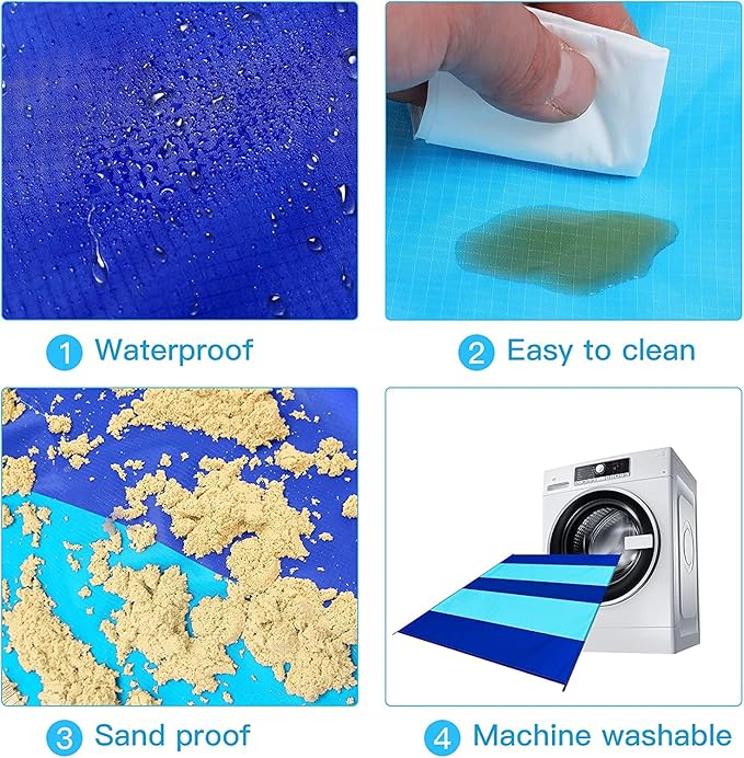 BYDOLL Beach Blanket 78''X81'' 4-7 Adults Oversized Lightweight Waterproof Sandproof Blanket for Beach Large Picnic Mat Travel Camping