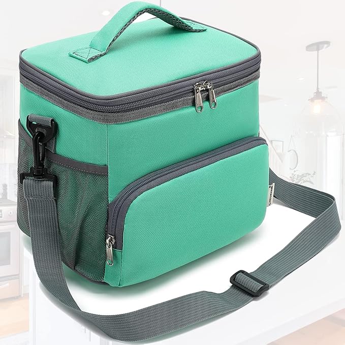 Insulated Lunch Bag for Adult/Women/Men, Reusable Large Lunch Box Cooler Soft Tote, Thermal Meal Prep Lunch Pail with Adjustable Shoulder Strap for Picnic/School/Travel/Office, Green