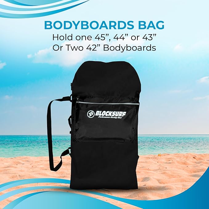 BLOCKSURF Bodyboard Bag | Holds Up to Two 42" Boards | Heavy-Duty Waterproof Design | Adjustable Backpack & Crossbody Straps | Extra Storage Pockets for Gear
