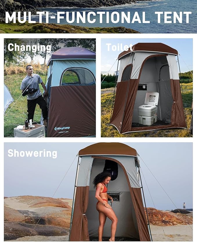 KingCamp Shower Tent, Portable Privacy Tent Outdoor Camping 1/2 Room Toilet Tents with Shower Bag & Dressing Room for Travel Beach Tailgate