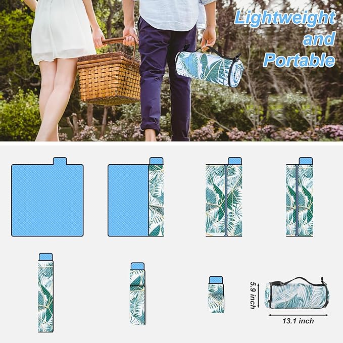 Picnic Blankets Outdoor Extra Large Thick- Waterproof Beach Mat Sand Free Foldable with Carry Strap,Portable Camping Blanket, Park Blanket for Grass Lawn Hiking Travel Concerts Gifts Ideas