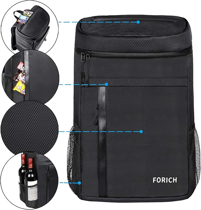 FORICH Soft Cooler Backpack Insulated Waterproof Backpack Cooler Bag Leak Proof Portable Small Cooler Backpacks to Work Lunch Travel Beach Camping Hiking Picnic Fishing Beer for Men Women