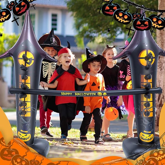 Poen 1 Set Halloween Inflatable Limbo Game Halloween Party Games for Kids Adults Carnival Games Ghost Pumpkin Inflatable Decoration for Indoor Outdoor Lawn Yard Party Games Party Supplies