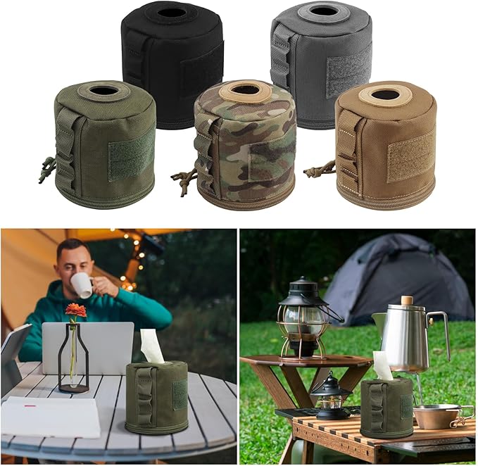AOUTACC Tactical Roll Paper Storage Bag,Toilet Roll Paper Storage Holder with Molle Mounting Strap,Tissue Cover Organizer for Outdoor Camping,Hiking,Tactical Game-Green