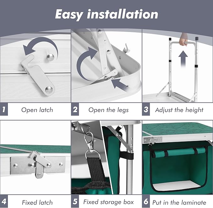 Camping Folding Aluminum Table with Adjustable Legs for Outdoor Travel Beach, Backyards, BBQ, Party and Picnic Foldable Table