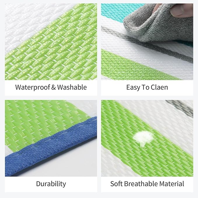 Outdoor Patio Plastic Rug Waterproof - Outdoor Rugs for Camper Outside, Rv, Porch Deck Rug Clearance, Area Carpet for Outside, Balcony, Patio Decor, Turquoise & Grey, 4x6 ft