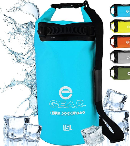 Dry Bag Floating Cooler - Roll Top Insulated Backpack – Portable, Collapsible, Waterproof with Padded Shoulder Strap - Perfect for Kayaking Fishing Beach Hiking -15L