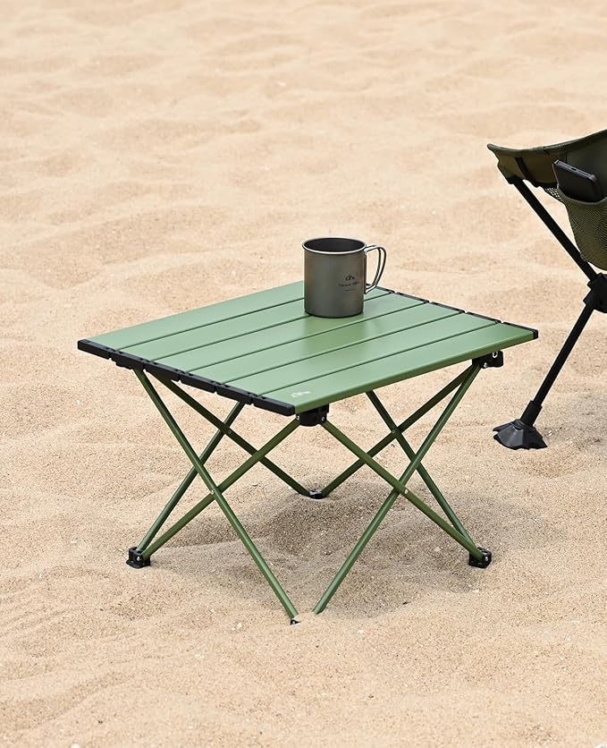iClimb Ultralight Compact Camping Folding Table with Carry Bag (Green - S)