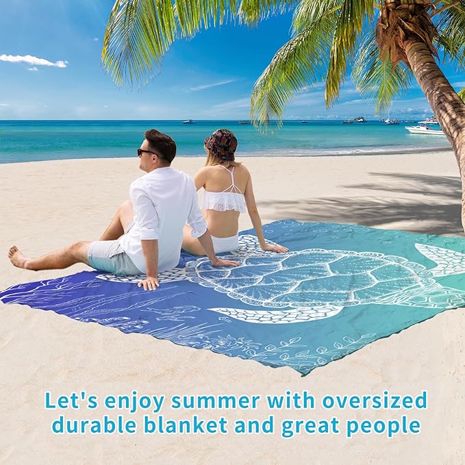 BYDOLL Beach Blanket Waterproof Sandproof 78''×81'' Suits1-4 Adults Compact Lightweight Oversized Sand-Free Blanket Large Picnic Mat for Beach Travel Camping Hiking