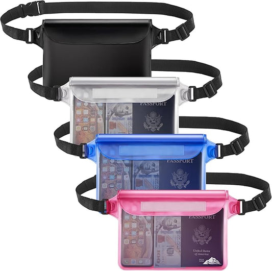 HEETA Waterproof Fanny Pack, Waterproof Pouch Dry Bag 2/3/4 Pack for Phone, Adjustable Waist Strap and Screen Touch Sensitive for Swimming Kayaking Boating Beach Fishing Diving Surfing Accessories