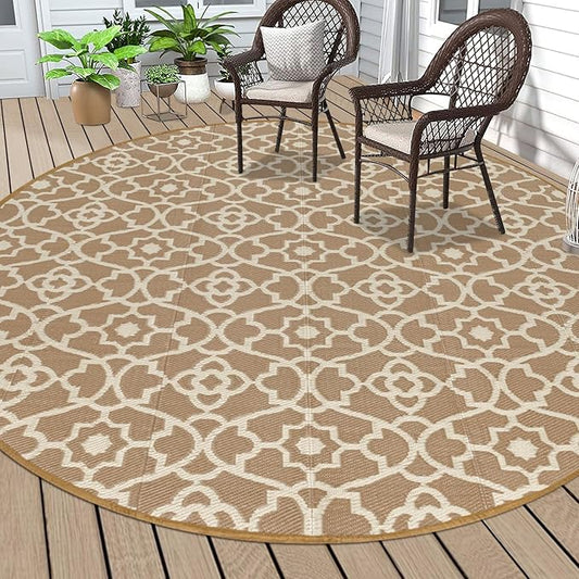 HEBE Outdoor Rug 8ft for Patios Waterproof Clearance Reversible Patio Mat Plastic Straw Rug RV Camping Mat Outside Area Rug Carpet for Camping RV,Porch,Deck,Balcony,Camper,Backyard