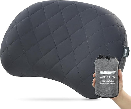 MARCHWAY Ultralight Inflatable Camping Pillow with Soft Washable Cover, Compact Compressible Portable Travel Air Pillow for Outdoor Camp, Sport, Hiking, Backpacking Sleep (Grey)