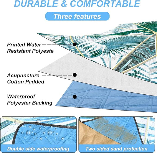 Picnic Blankets Outdoor Extra Large Thick- Waterproof Beach Mat Sand Free Foldable with Carry Strap,Portable Camping Blanket, Park Blanket for Grass Lawn Hiking Travel Concerts Gifts Ideas