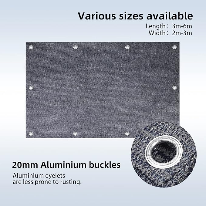 FoundGo Awning Carpet HDPE Camping Outdoor Rug with Eyelets,Nails,Broom,for RV,Patio,Backyard,Picnic,Beach,Trailer 9'*18' (2.74 * 5.49m)-Blue Grey