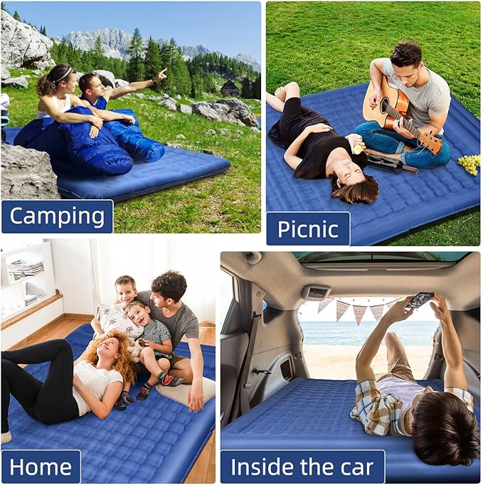 Camping Sleeping Pads，Extra Thick 5 Inch Inflatable Sleeping Mat with Pillow Built-in Pump，Oversized Air Mattress Super Portable for Backpacking Hiking, Tent, Traveling