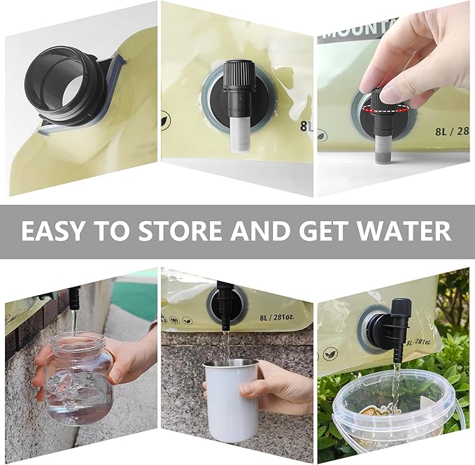 Collapsible 8L Water Storage Bag, BPA-Free Portable Folding Water Jug with Adjustable Faucet, Leakproof Emergency Water Bag for Camping, Hiking, Riding, Outdoor Sport (GREEN, 2)