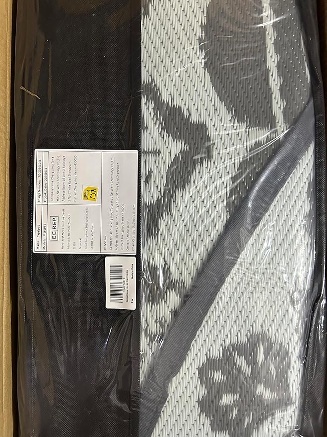 Capslpad 10Ft Round Outdoor Rug for Patios Clearance Reversible Mat Plastic Straw Patio Rugs Lightweight RV Camping Mat Circle Outside Area Rug Carpet for Balcony Deck Trailer Picnic BBQ, Grey