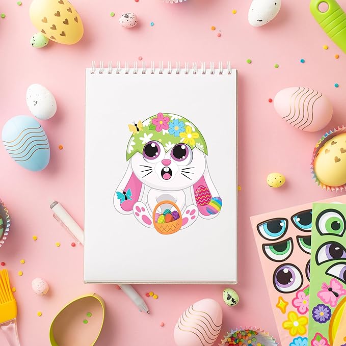 JOYIN 36 PCS Easter Match Make a Face Stickers with Chick Bunny Sheep Egg Pattern, Stickers for Kids, Easter Decorations for Water Bottle, Basket Stuffers,Classroom Gifts