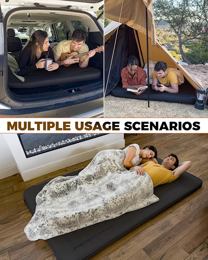 KingCamp Self Inflating Sleeping Pad for Camping Ultra Thick Double Single Foam Mattress High R Value Camping Air Pad Mat, Multi Colors & Sizes