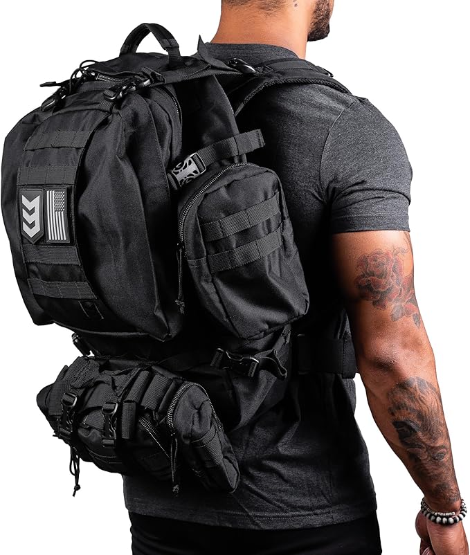 3VGEAR Paratus 3-Day Tactical Backpack, 40L - MOLLE Military Backpack with Rapid Deployment Pack, Pouches, Laptop Sleeve