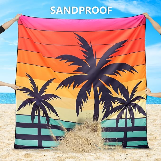 Beach Blanket Waterproof Sandproof Extra Large Beach Mat 79" X 83"/120"x108"for 1-8 Adults Quick Drying Durable Outdoor Picnic Mat for Beach Travel Camping Hiking