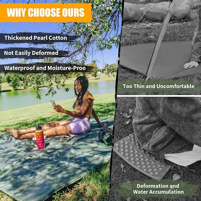 Foam Sleeping Pad for Camping - AYAMAYA Foldable Camping Mattress for 1/2/3/4/5/6 Person, Extra Thick Waterproof Tent Footprint Inner Camping Mat for Outdoor Backpacking Hiking Picnic Camping