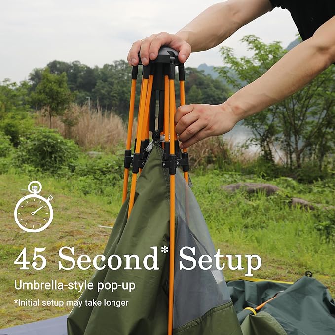 Camping Tent with Instant Setup, 2/3 Person Weatherproof Tent Easy Quick Set Up in 60 Seconds with Rainfly Backpack Tent for Family Camping & Hiking, Upgraded Ventilation,Center Height 66-inch