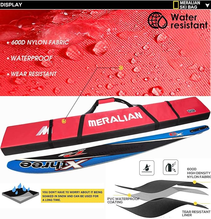 Padded Ski Bag,Waterproof Full Padded Single Ski Travel Bag with Adjustable Shoulder Strap.