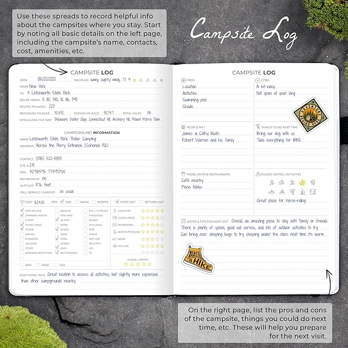 Clever Fox Camping Journal – Camper Log Book & RV Trip Planner – Outdoor Camp Journal & Adventure Travel Notebook – 12 Trips Total, 8 Pages per Trip – Hardcover, A5 Size (Black)