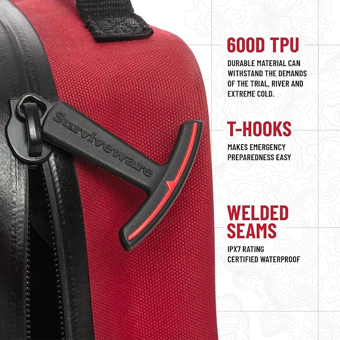 Surviveware Waterproof Premium Survival First Aid Kit - Survival Emergency Preparedness for Travel Camping Gear, Survival Kit and Outdoor Emergencies - HSA & FSA Eligible Survival Kit