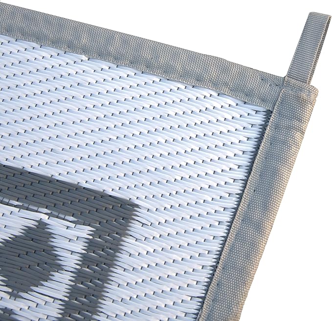 RURALITY Outdoor Rugs 5x8 Waterproof for Patios Clearance,Plastic Straw Mats for Backyard,Porch,Deck,Balcony,Grey and White