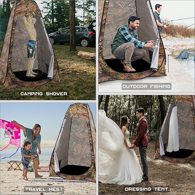 BRIAN & DANY Pop Up Shower Tent, Portable Privacy Camping Changing Tent, Camp Toilet Bathroom Pod with Rain Shelter & Windows, UPF 50+ & Waterproof, 47.2" x 47.2" x 74.8"