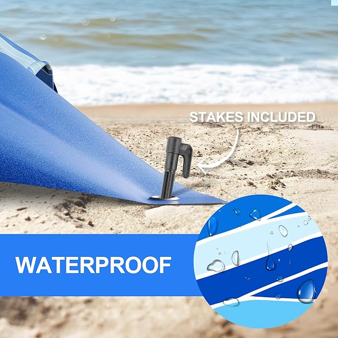 Mooreeke Beach Blanket Extra Large Oversized 9 x 11 ft, Blue Waves Sandproof Waterproof Quick Drying Lightweight Compact Outdoor Blanket Beach Mat for Family Travel Camping Picnic, 1-8 Adults