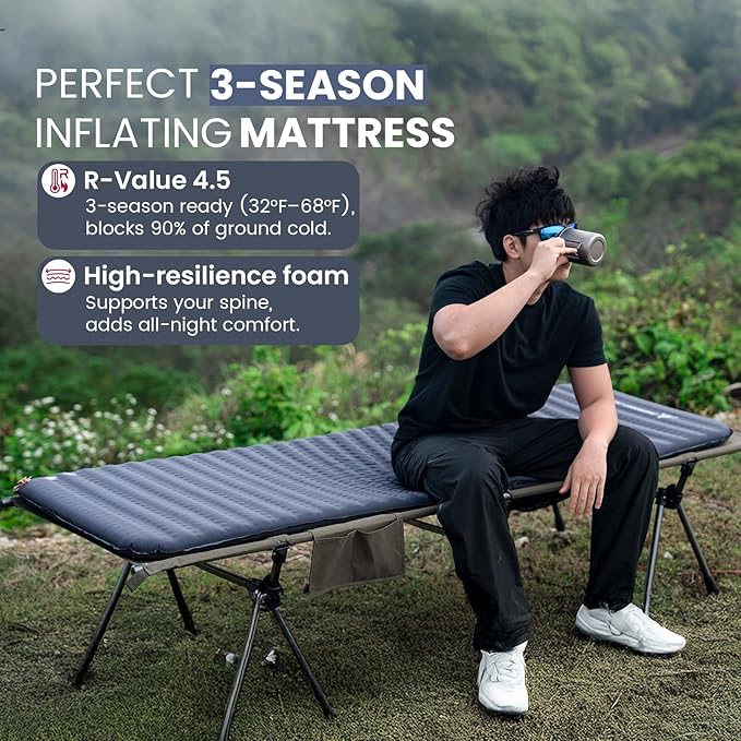 OneTigris LIGHTDREAM Sleeping Pad Self-Inflating Foam Mat Mattress for Camping Backpacking Trekking Car Trips Travels