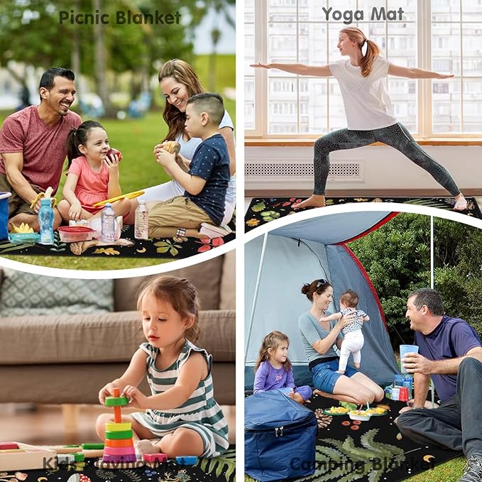 Extra Large Picnic Blankets Waterproof Foldable (80 "x 80") Beach Blanket Waterproof Sandproof,3-Layer Thicking Mat Outdoor Packable Camping Blanket