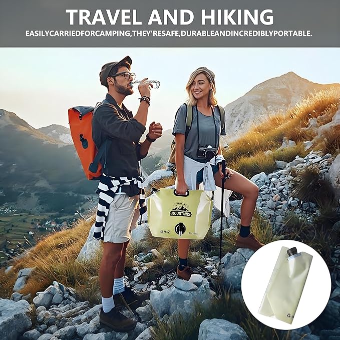 Collapsible 8L Water Storage Bag, BPA-Free Portable Folding Water Jug with Adjustable Faucet, Leakproof Emergency Water Bag for Camping, Hiking, Riding, Outdoor Sport (GREEN, 1)