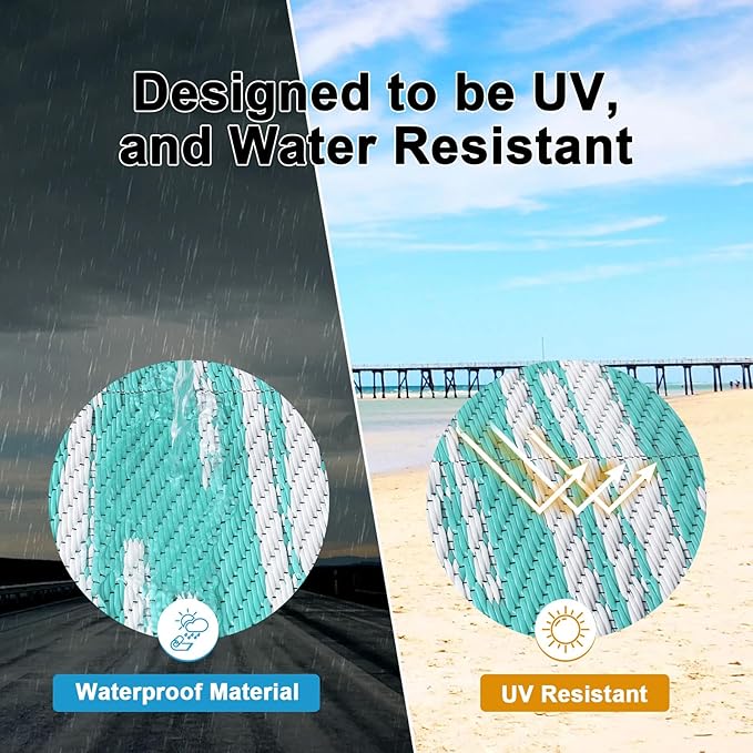 HEBE Outdoor Rug 6'x9' for Patios Clearance Waterproof Patio Mat Plastic Straw Rug Reversible RV Camping Tent Rug Outside Indoor Outdoor Area Rugs for RV,Deck,Beach,Balcony,Camper