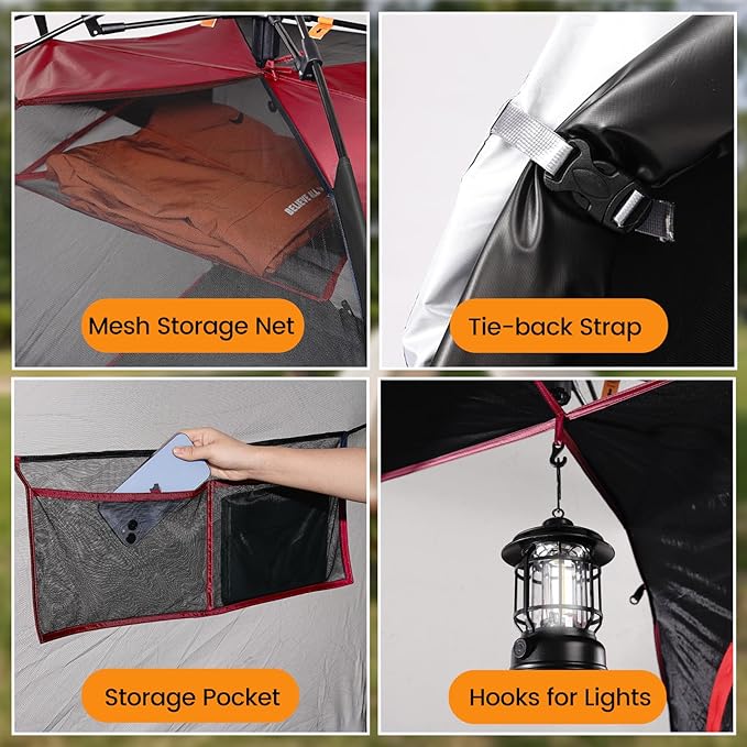 Camping Tent 2 Person, Waterproof & Blackout Double Layer Pop Up Outdoor Tent for Park, Picnic, Travel, Portable and Easy Setup