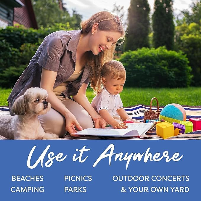 scuddles Extra Large Picnic & Outdoor Blanket Dual Layers for Outdoor Water-Resistant Handy Mat Tote Spring Summer Camping Blanket Great for The Beach
