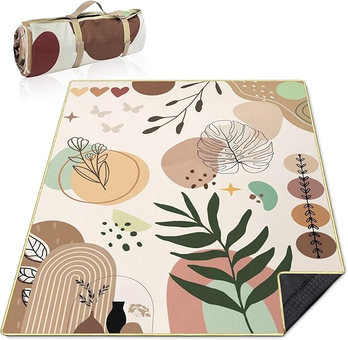 Extra Large Picnic Blankets Waterproof Foldable (60 "x 80") Beach Blanket Waterproof Sandproof,3-Layer Thicking Mat Outdoor Packable Camping Blanket