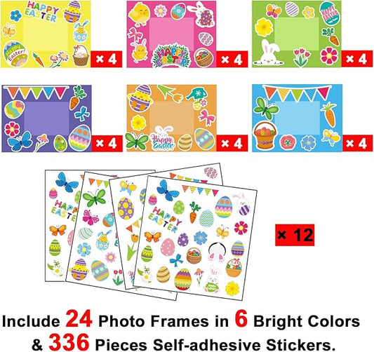 chiazllta Easter Kid's Craft Kits Easter Picture Frames Craft Bunny Egg DIY Photo Frames Suitable for Easter Class Game Activities Gift for Kids