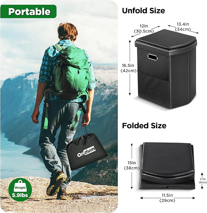 Portable Camping Toilet with Pop-Up Tent, Large Portable Toilet Kit for Adults, Outdoor Camping Shower Changing Room Emergency Tent Kit with Carry Bag for Hiking