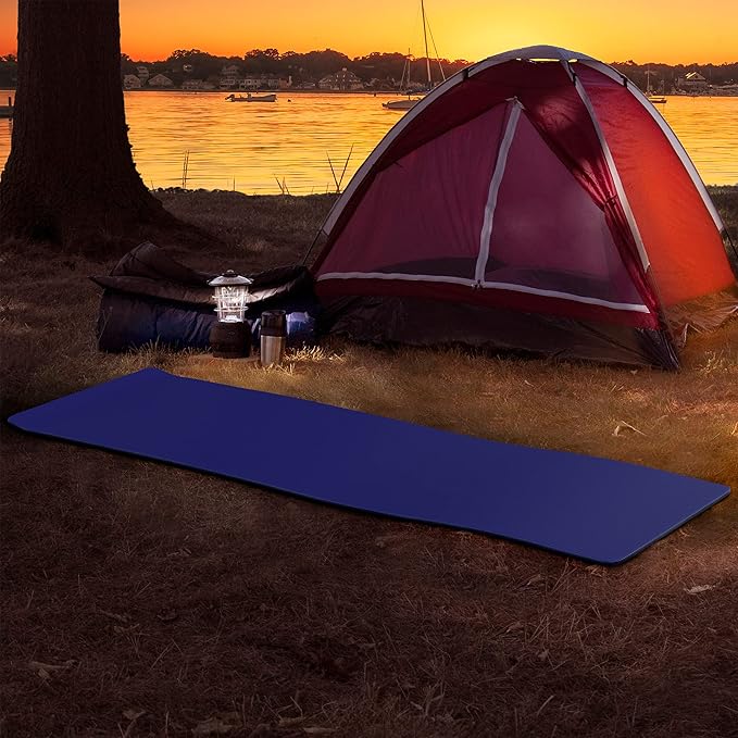 Foam Sleeping Pad - Lightweight 0.5-Inch Mat for Camping, Cots, Tents, Backpacking, and Yoga - Non-Slip and Waterproof with Handle by Wakeman